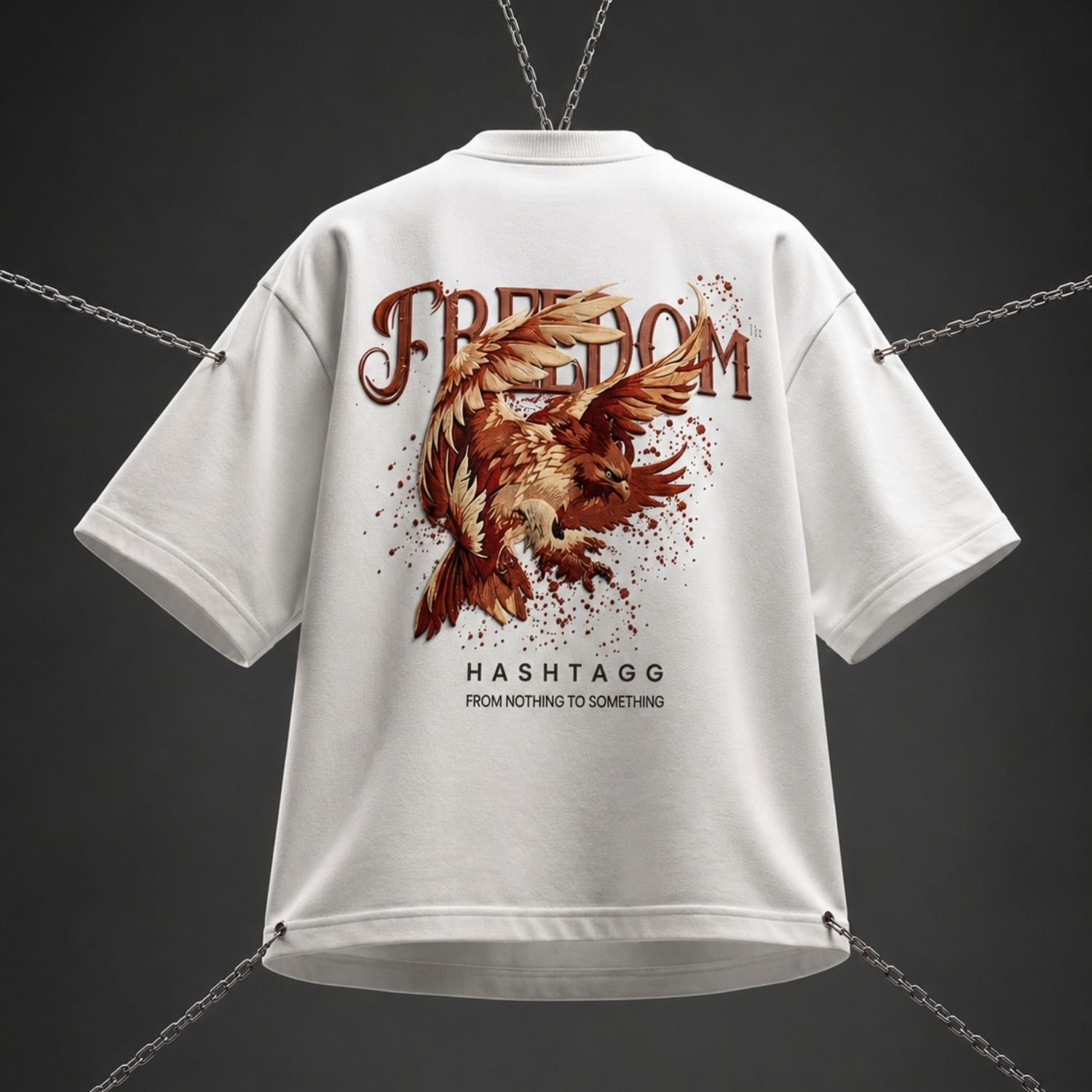HASHTAGG PREMIUM- OFF-RADAR EAGLE - 3D Printed Puffed - Oversized T-Shirt