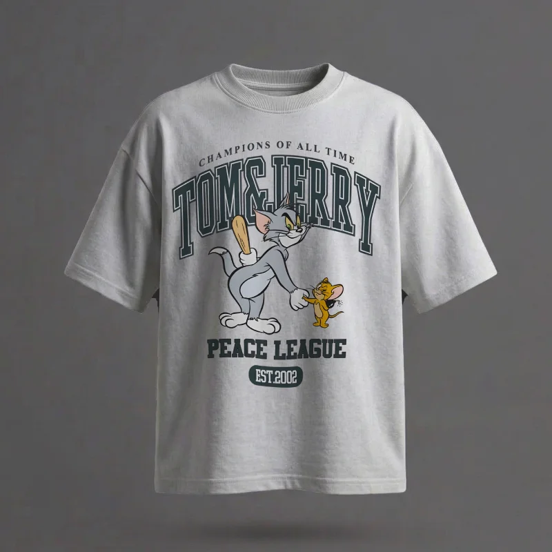 PEACE LEAGUE - TOM & JERRY - Printed Oversized T-Shirt